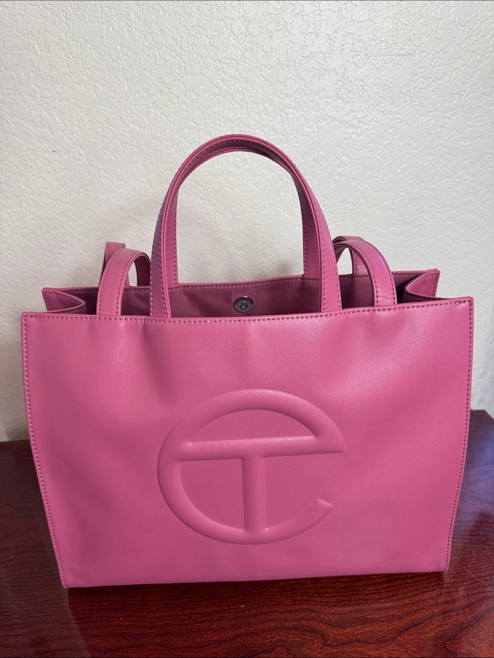 Telfar Pink Shopping Bag — Signature Logo Tote